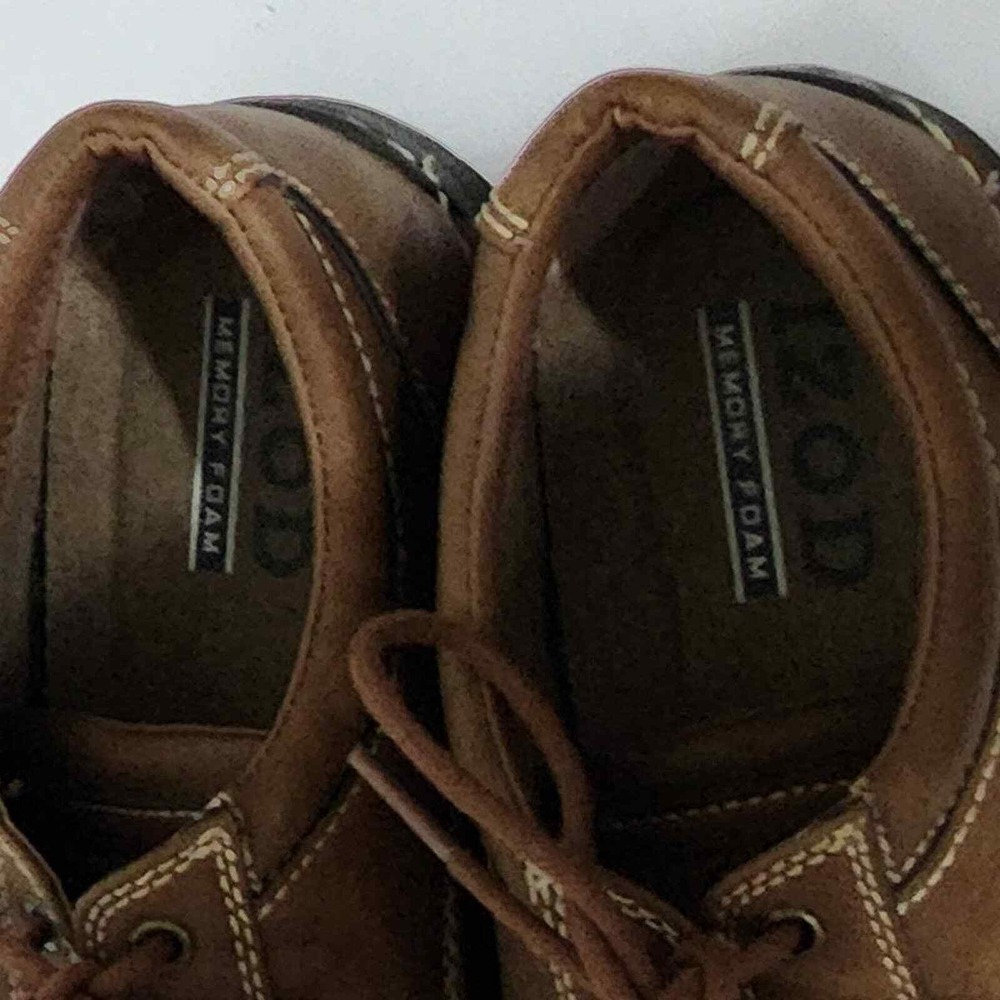 Izod Brown Leather Lace Up Casual Shoes Comfort Walking Everyday Men's size 9.5 - Picture 7 of 7